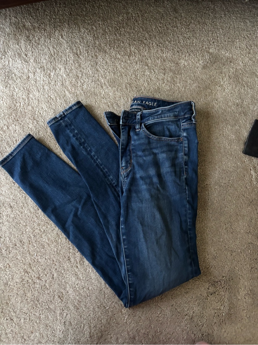 American Eagle Outfitters Women's Navy Blue Stretch Skinny Jeans